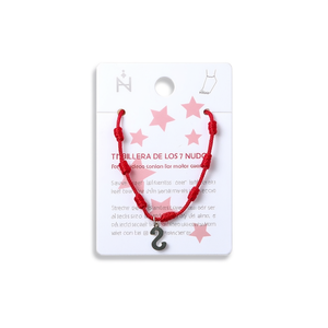 Cavigliera Angelina a sette nodi con cordoncino rosso e lettera S, gioiello di moda per donna - Product Image 1