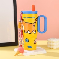 Gobelet isotherme en acier inoxydable Madou à motif de dessin animé avec paille, infuseur à thé et tasse à café 800 ml pour enfants