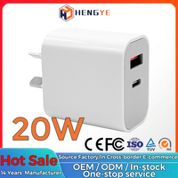Adaptateur de charge rapide pour téléphone OEM ODM avec prise australienne 20W 2 ports USB A+C, type C PD QC 3.0