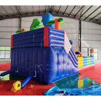 Vente directe usine : Château gonflable combiné avec toboggans multiples, parc d'attractions à thème dessin animé, aire de jeux gonflable avec toboggan aquatique, certifié CE