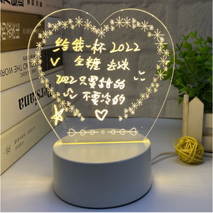 Lampe de chevet créative 3D avec base pour tableau d'écriture effaçable, lampe LED RGB DIY pour messages, tableau d'écriture en acrylique pour chambre à coucher - Product Image 6