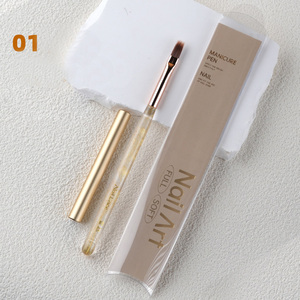Pinceaux à ongles larges et denses en plastique acrylique avec manche en bois pour dégradé, estompage, gel de construction, dessin, ombrage, manucure et nail art - Product Image 5