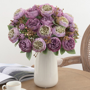 <span class=keywords><strong>Peinture</strong></span> à l'huile, <span class=keywords><strong>bouquet</strong></span> <span class=keywords><strong>de</strong></span> pivoines simulées, tissu <span class=keywords><strong>de</strong></span> soie, fleurs artificielles, style moderne, décoration <span class=keywords><strong>de</strong></span> mariage, arrangement <span class=keywords><strong>de</strong></span> vase - Product Image 4