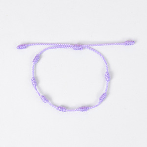 Venta al por mayor buena suerte Hilo Rojo siete cuerda anudada cordón tejido pulsera ajustable hecho a mano trenzado 7 nudos Rosario pulsera amuleto - Product Image 5