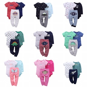 Vêtements pour bébés en gros : Ensemble 3 pièces 100 % coton, comprenant des bodys et un pantalon, pour nouveau-nés - Product Image 1
