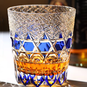 Vaso de Whisky de Cristal Tallado a Mano de Lujo de 32 Cl, Estilo Edo Kiriko Multicolor, con Hexágonos y Guirnaldas, para Bar - Product Image 5
