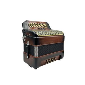 Accordéon Diatonique Professionnel SEASOUND 34 Boutons 12 Basses 3 Registres Corps en Bois Flamme Grille Noire et Dorée JB3412C - Product Image 4