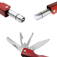Portable 8-en-1 EDC poche pliante Multitool randonnée Camping mini pince multi-outils avec lampe de poche porte-clés