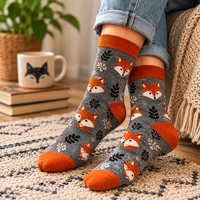 Chaussettes ras du cou en coton 200N 32S, respirantes, douces, à thème animalier, jacquard, mode streetwear pour femmes, fournisseur ODM/OEM