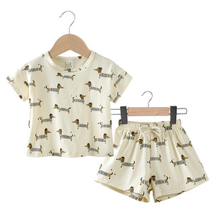 Vêtements de maison d'inspiration danoise pour enfants Ensemble de pyjamas d'été pour bébés Style décontracté Short en pur coton pour garçons et filles - Product Image 3