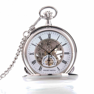 Cep saati es erkek için zincir lüks Vintage mekanik hareketi altın İskelet el sarma küçük cep saati Pocketwatch - Product Image 3