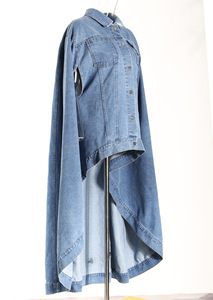 Nouvelle Veste Cape en Jean Irrégulière pour <span class=keywords><strong>Femme</strong></span> – Style Streetwear Décontracté Automne Hiver - Product Image 5
