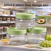 Bol de conservation alimentaire en verre borosilicate de qualité alimentaire, résistant au micro-ondes, anti-fuite, pour le déjeuner