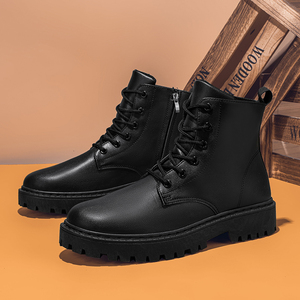 Bottes montantes polyvalentes pour hommes, style britannique, antidérapantes, imperméables, à semelle épaisse, rehaussantes, simples, en PU artificiel, pour le travail - Product Image 6