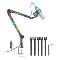 Support de microphone de bureau RVB 360 bras de flèche réglable pour téléphone Streaming en direct et jeux Support et support en métal coloré