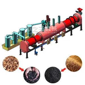 Horno de carbonización de biomasa sin humo continuo Máquina para hacer carbón de troncos de madera a la venta