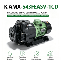 Pompe chimique à entraînement magnétique électrique OEM K AMX-543FEASV-1CD 3 HP en plastique ETFE+CF pour liquides alcalins 220/380V 500 L/min