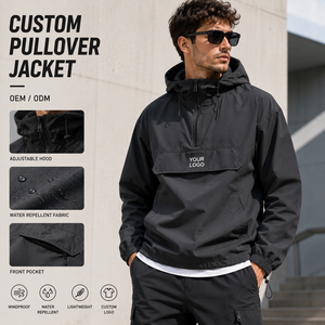 Custom <b>Pullover</b> Jacket <b>Men's</b> Lightweight Windbreaker Water Repellent Anorak Quarter Zip Jacket OEM ODM Manufacturer - Product Image 1
