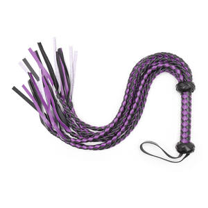 Handgemaakte Pu Leer 8-Strand Zwart Leer Meerdere Gevlochten Zweep Met Kwast Sm Flirten Speelgoed Slave <span class=keywords><strong>Floggers</strong></span> - Product Image 2