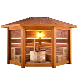 <span class=keywords><strong>Sauna</strong></span> Exterior de Gran Tamaño con Diseño de Pérgola Estilo Chino, <span class=keywords><strong>Sauna</strong></span> de Vapor Móvil de Lujo para 4-6 Personas - Product Image 1