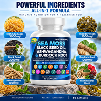 OEM 500mg/1000mg Shilajit Sea Moss Bladderwrack Capsules Black Seed Oil Ashwagandha Complément Herbal Naturel pour Adultes