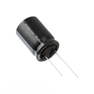 Distribuidor Autorizado 63YXH820MEFC18X25 Condensador de Aluminio de 820 uF con Orificio Pasante, 820UF 20% 63V, Tipo TH Radial - Product Image 1