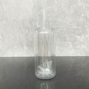 Vasos de plástico transparentes de 16oz y 20oz con logotipo personalizado, preperforados, tipo globo de nieve, con tapón de silicona para envolturas UV DTF - Product Image 4