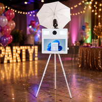 Photo Booth Portabel untuk Pernikahan & Pesta, Tinggi Dapat Disesuaikan dengan Printer Besar Terintegrasi, Layar Sentuh 21,5 inci, DSLR