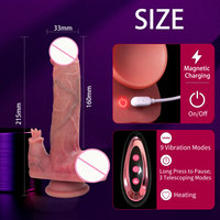 Beheizter Realistischer Teleskop-Stoßdildo Vibrator für Frauen Fernbedienung Silikon Weich Umweltfreundlich Wasserdicht G-Punkt Vagina