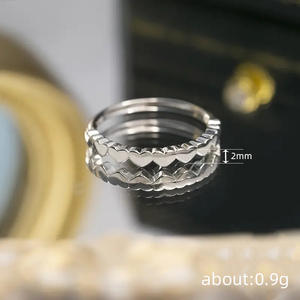 Anillo de banda de eternidad con corazón dorado para compromiso, joyería de moda unisex T0498 - Product Image 5