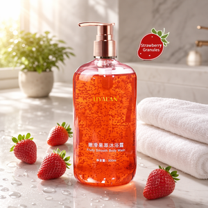 <span class=keywords><strong>Gel</strong></span> <span class=keywords><strong>Douche</strong></span> Exfoliant à la Fraise en Gros, Lissant, avec Granules de Fruits Naturels, Marque Privée OEM 500ml, Logo Personnalisé - Product Image 3