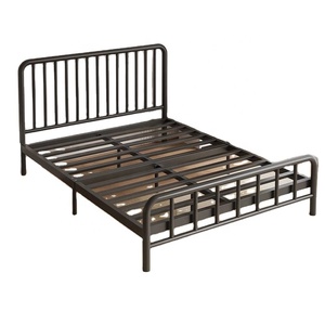 Lit double en fer, design moderne et simple, 1,8 m, 1,5 m, 1,0 m, cadre métallique non pliable, pour <span class=keywords><strong>chambre</strong></span> d'<span class=keywords><strong>adulte</strong></span> - Product Image 1