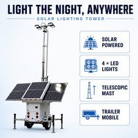Tour d'éclairage mobile hybride portable à LED pour chantier extérieur