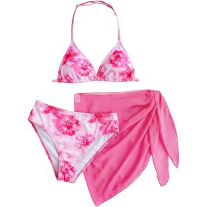 Ensemble de bikini 3 pièces pour fille FOXA, maillot de bain à bretelles florales avec jupe courte en maille, séchage rapide, spandex, polyester - Product Image 1
