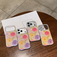 Coque de téléphone portable à paillettes laser motif floral pour iPhone 17 Air 16 15 14 Pro Max, étui antichoc en PC et TPU avec diamants brillants et protection de l'appareil photo