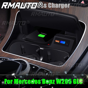 แท่นชาร์จโทรศัพท์ไร้สายสำหรับรถยนต์เมอร์เซเดสเบนซ์ W205 AMG C-Class GLC C63 C43 คอนโซลกลาง รองรับ QC3.0 PD กำลังไฟ 10W 15W - Product Image 1