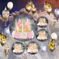 Couronne de fête d'anniversaire dorée rose scintillante pour enfant de 1 à 5 ans, en feutre à paillettes, pour usage intérieur/extérieur, fabriquée en Chine