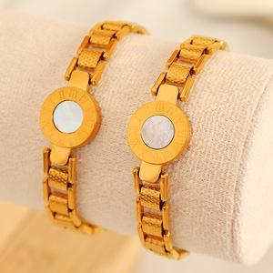 Pulsera de Reloj Estilo Europeo Americano, Brazalete de Acero de Titanio con Números Romanos, Joyería Unisex de Moda - Product Image 1