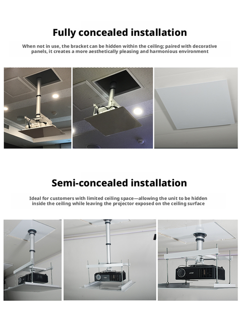 Ceiling Concealed Integrated Silent Electric Projector Lift with High Load-bearing Capacity, Professional Grade Projector Hanger