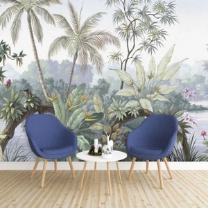 Mural Autoadhesivo de Palmeras y Follaje Exóticos, Papel Tapiz Tropical Personalizado, Decoración de Interiores de Lujo para Hogar y Hotel, Fácil de Instalar - Product Image 4
