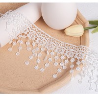 Dentelle à franges à motifs rayés de style vintage, 9 cm de large, soluble dans l'eau, brodée pour robes de mariée, sacs, chaussures, accessoires