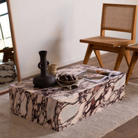 Table basse en pierre naturelle, luxueuse, pour salon, pierre italienne, grande Viola calacita, support en marbre, 100x60cm