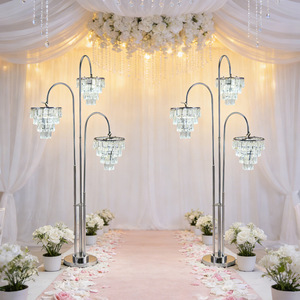 Lámpara de Araña de Hierro Forjado LANJO 3 con Cristales, Lámpara de Pasillo, Decoración de Escenario, Adornos, Luces de Camino para Decoraciones de Boda - Product Image 3