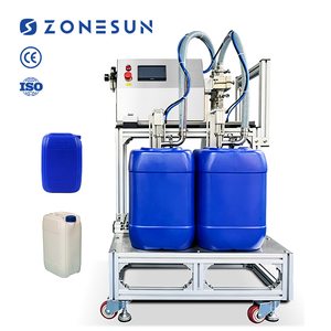 Machine de remplissage de liquides semi-automatique à double tête ZONESUN ZS-TSM07 avec pompe magnétique servo haute performance pour bouteilles, fûts et barils - Product Image 1