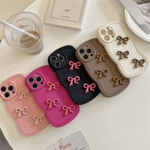 Custodia per telefono con bordo ondulato, elegante, 3D, con fiocco a nastro, per <span class=keywords><strong>iPhone</strong></span> 17 16 15 14 13 <span class=keywords><strong>12</strong></span> <span class=keywords><strong>Pro</strong></span> Max, in TPU morbido, <span class=keywords><strong>protettiva</strong></span> - Product Image 6