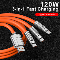 120W Charge Rapide 3 en 1 Câble Chargeur de Données USB Type-C Câble Chargeur Micro USB