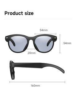 Smart Glasses with Voice Control Bluetooth Function <b>Black</b> <b>Frame</b> Mirrored Lenses - Product Image 5