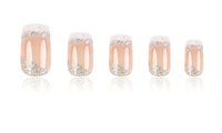 24 faux ongles étoiles scintillantes, faux ongles français, pointes d'ongles artificielles à paillettes, étiquette privée