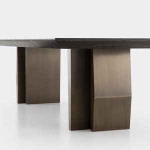 Studio Design nuovo arrivo realizzato su ordinazione di lusso sala da pranzo per conferenze in rovere noce di castagno bronzo tavolo da pranzo - Product Image 2
