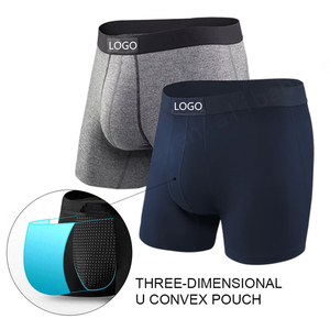 Calzoncillos de hombre de algodón con logotipo personalizado de fábrica al por mayor, calzoncillos bóxer de punto lisos cómodos de alta calidad para hombre - Product Image 4